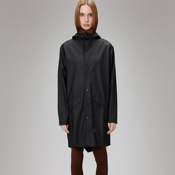 RAINS Long Jacket In Black - Picture 3 of 9